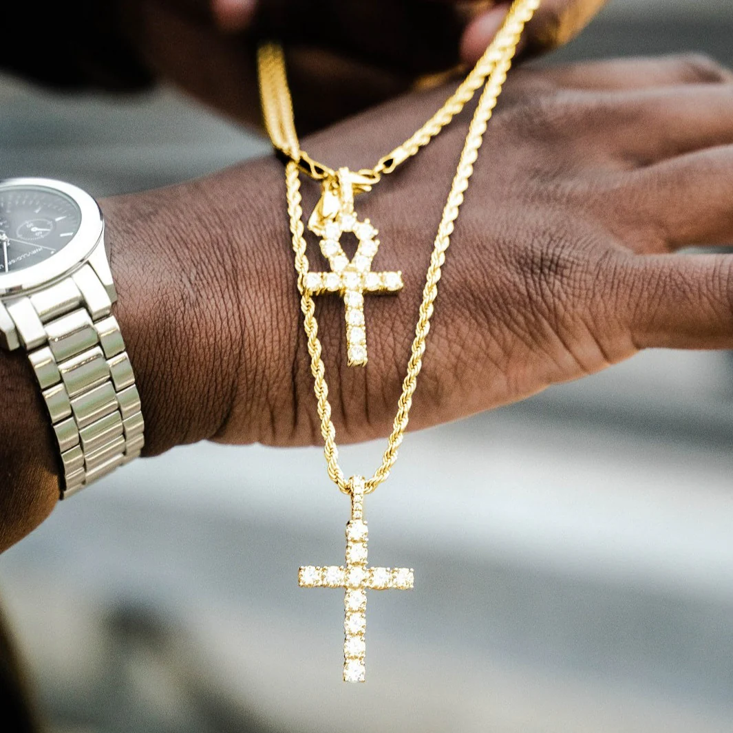 Iced Cross Pendant | Gold - Image 3