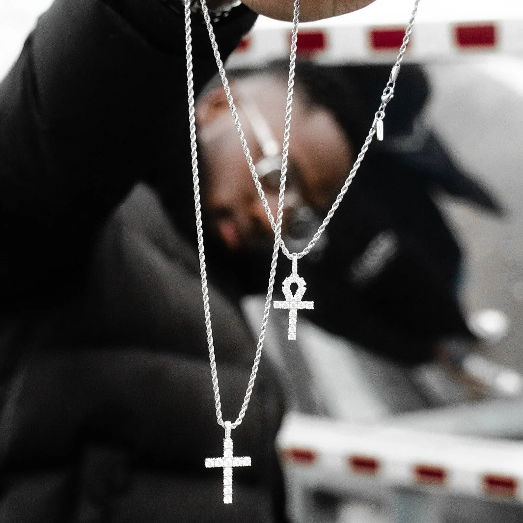 Iced Cross Pendant | White Gold - Image 6