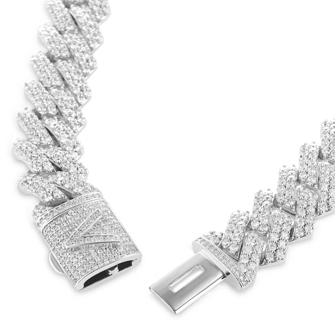 Iced Prong Cuban Chain White Gold | 14mm - Image 3