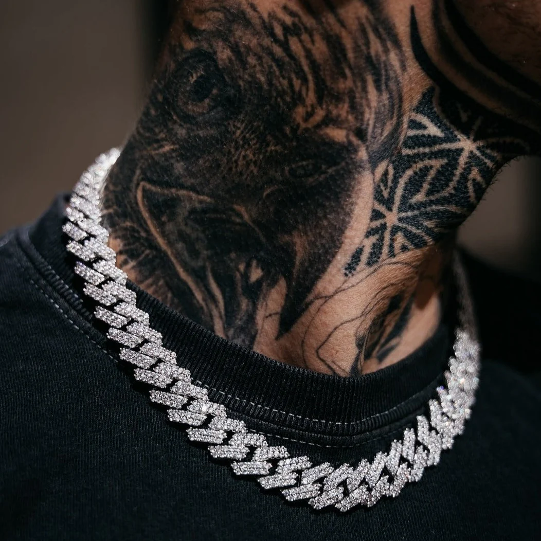 Iced Prong Cuban Chain White Gold | 14mm - Image 4