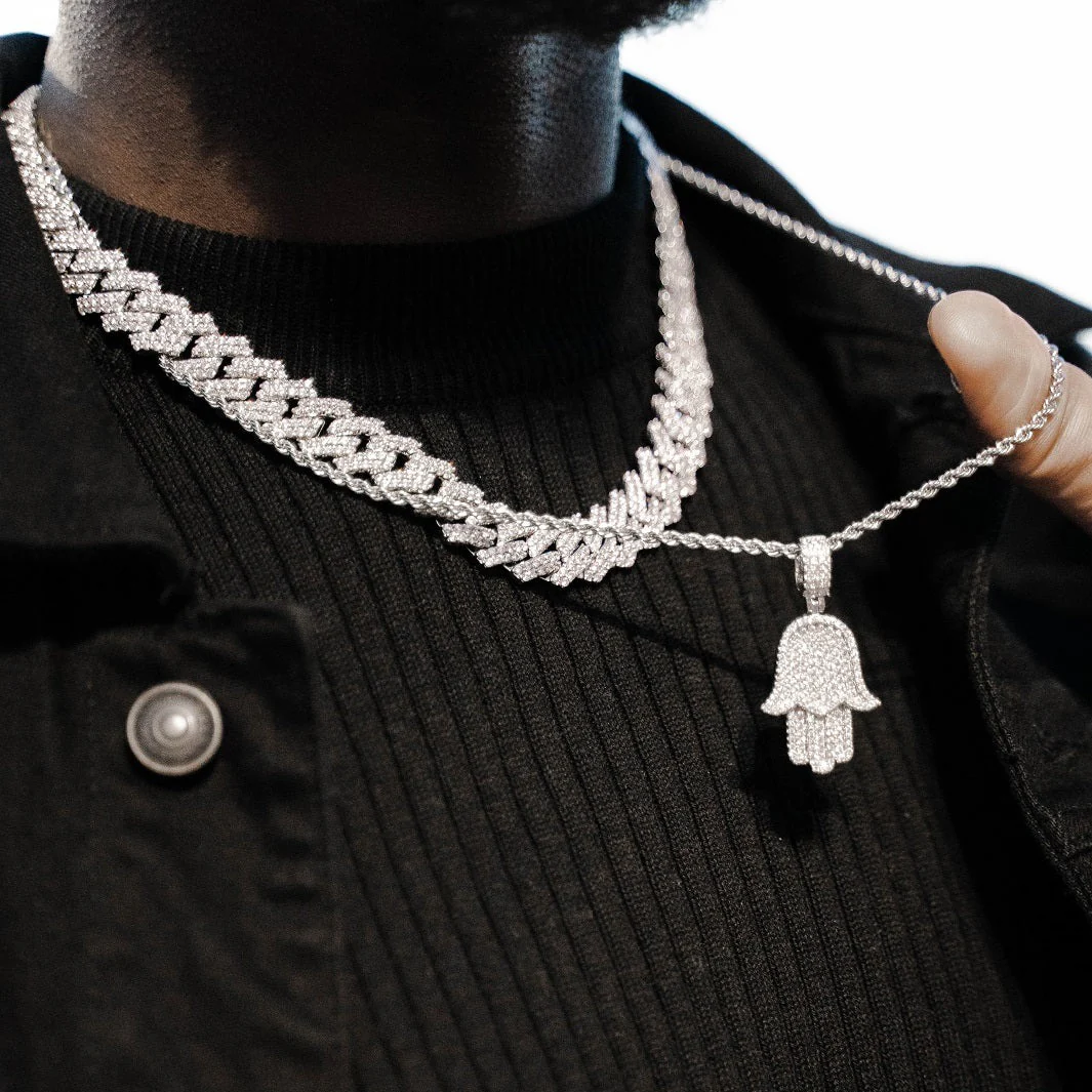 Iced Prong Cuban Chain White Gold | 14mm - Image 5