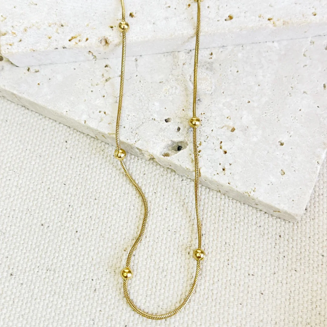 Beaded Ball Necklace Gold - Image 5