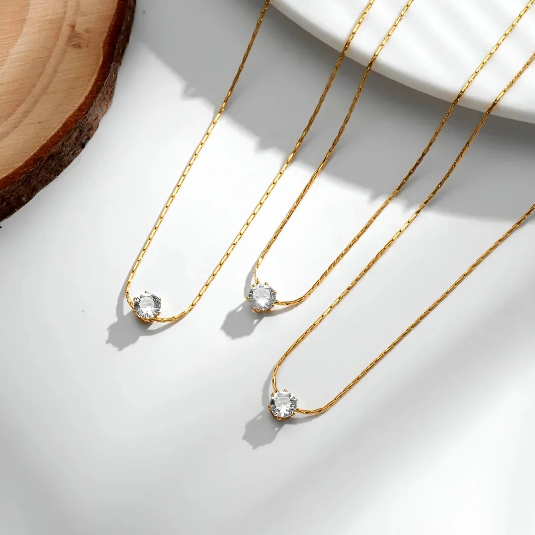 Dainty Sparkle Necklace Gold - Image 5