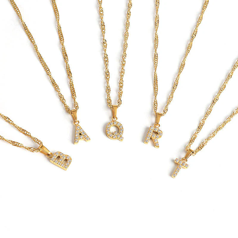 Icy Initial Necklace Gold - Image 3